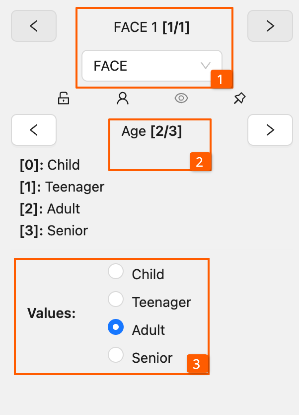 Object panel interface in attribute annotation mode with marked elements
