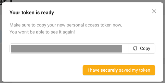 Access Token private key dialog