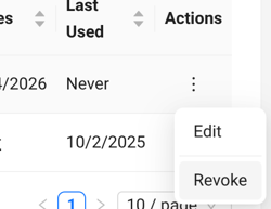 Access Token revoke button