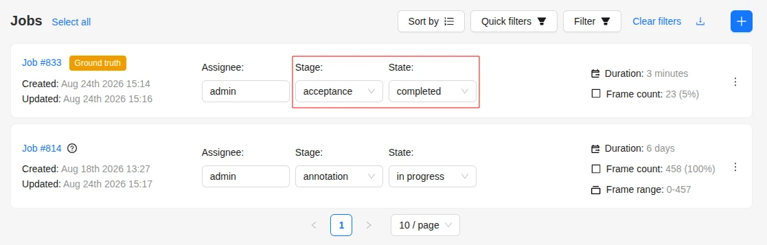 Set job status