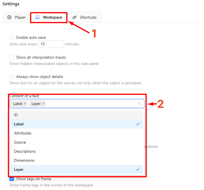 Layer parameter in the Workspace settings