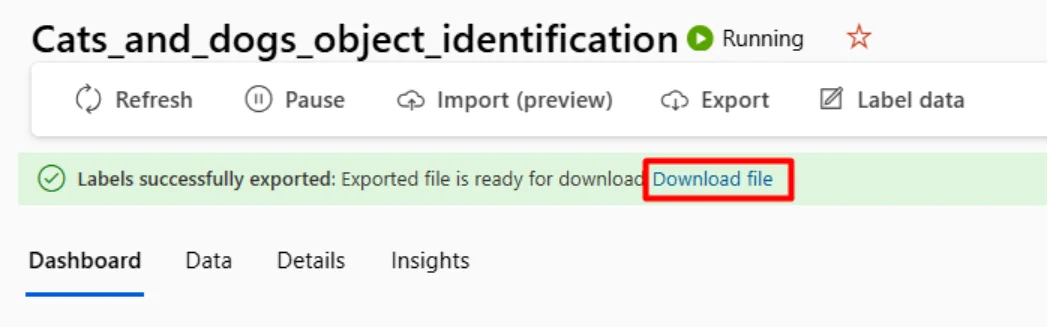 Export complete notification