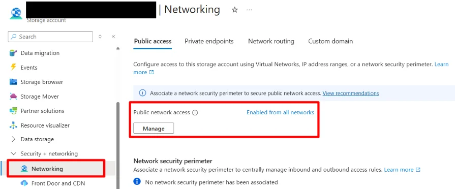Public network access setting