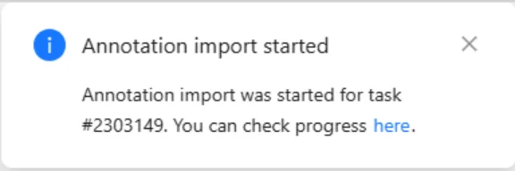 Import started notification