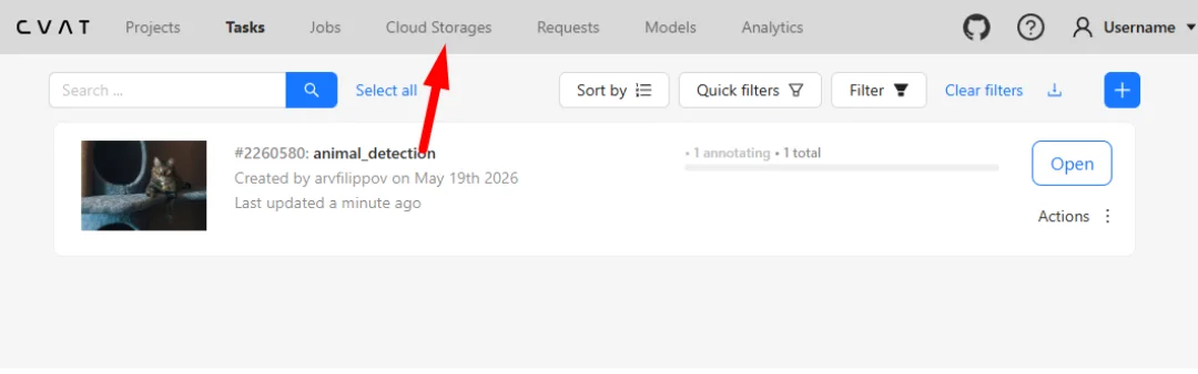 Cloud Storages page