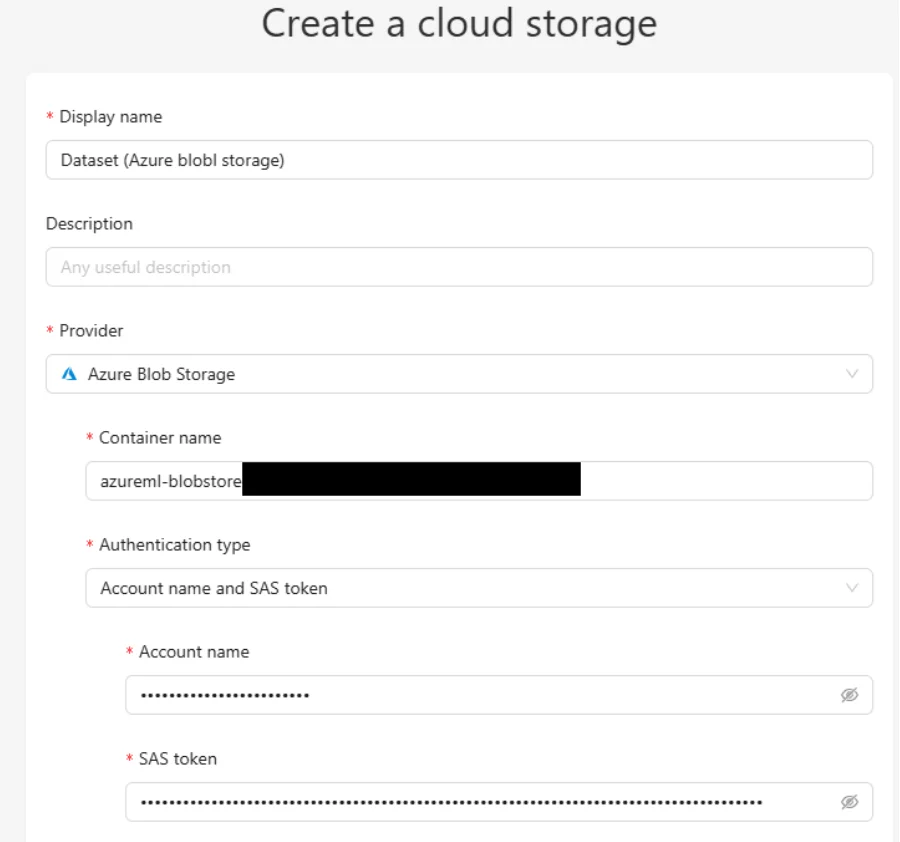 Azure Blob Storage fields