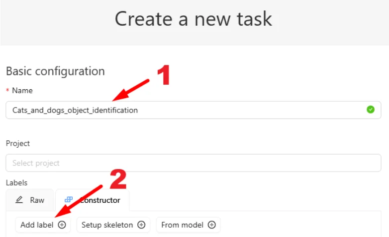 Task creation form