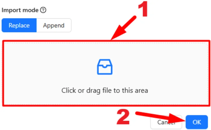 Upload area for annotation file