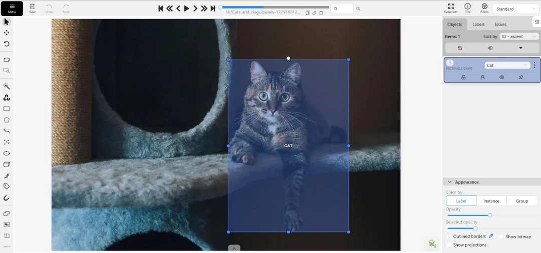 Imported annotations in the workspace