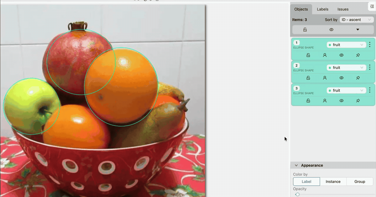 Selecting multiple objects from the objects sidebar