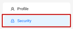 User profile - security tab