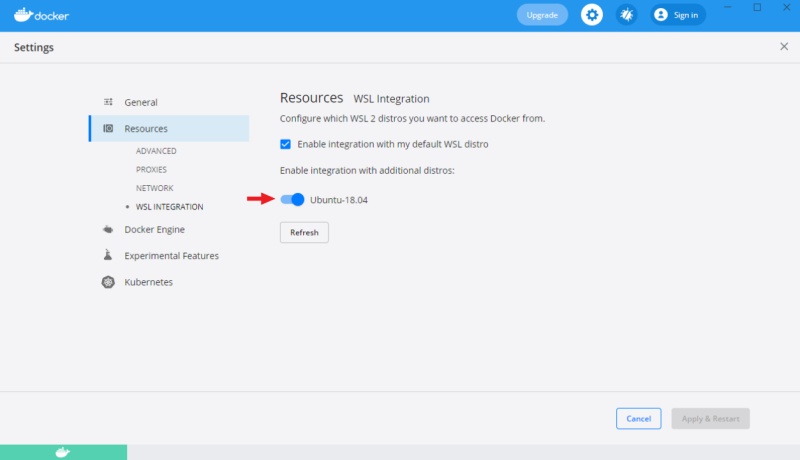 Docker WSL integration Ubuntu 18.04