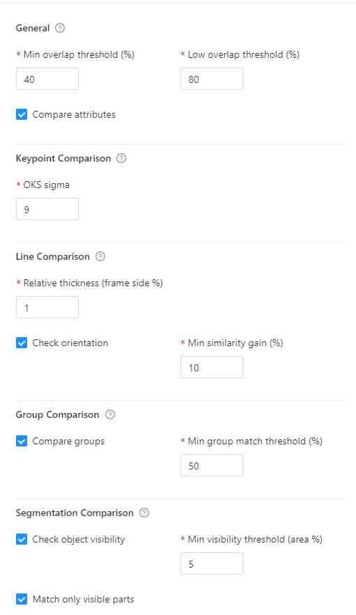 Quality settings page