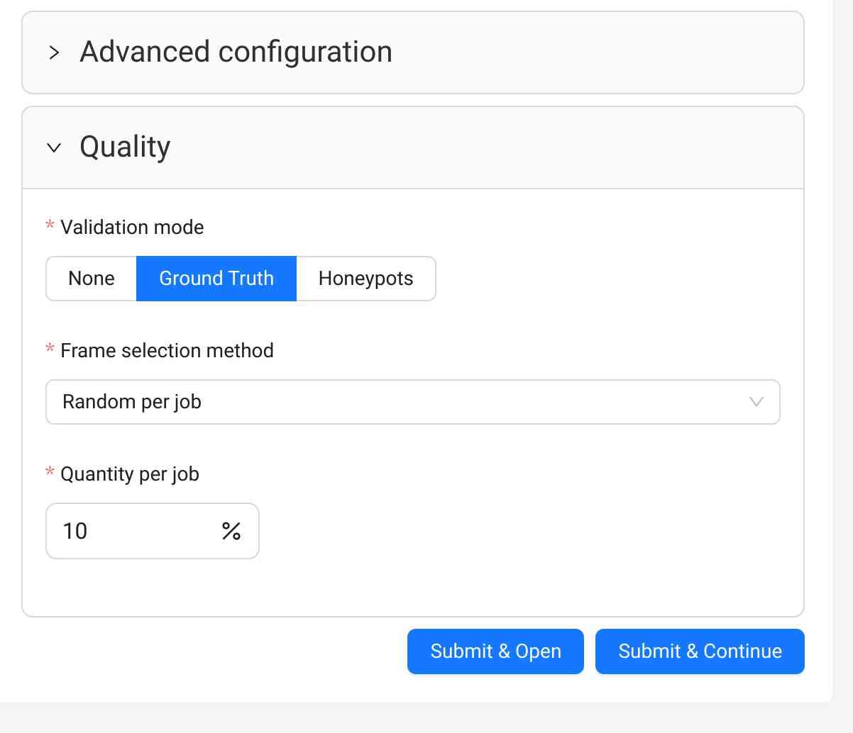 Create task with validation mode