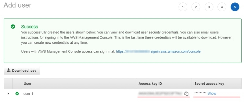 AWS S3 interface with saving access credentials step