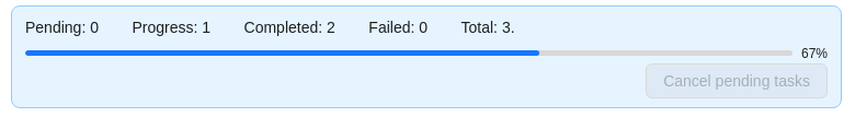 Progress bar demonstrating the status of multi tasks creation