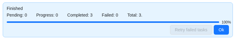 Progress bar after finishing multi tasks creation