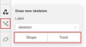 Highlighted &ldquo;Skeleton&rdquo; button with &ldquo;Draw new skeleton&rdquo; window