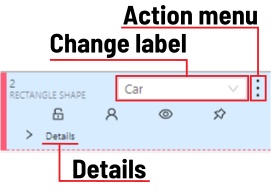Objects sidebar with an example of object settings