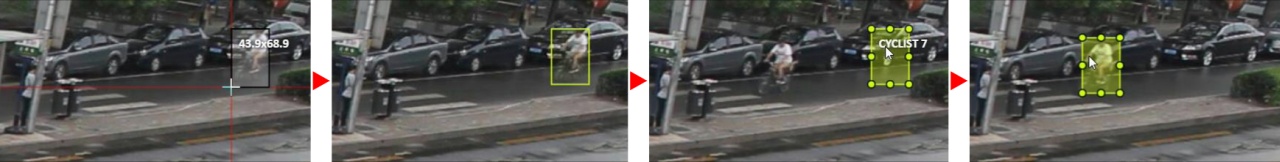 Several frames displaying a keyframe annotation