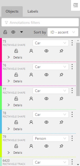 Objects sidebar in shape mode