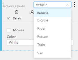 Opened drop-down menu with options to select label property