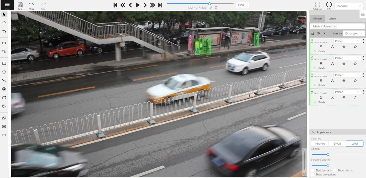 Example of user interface in attribute annotation mode