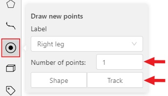 Highlighted &ldquo;Points&rdquo; button with open &ldquo;Draw new points&rdquo; window