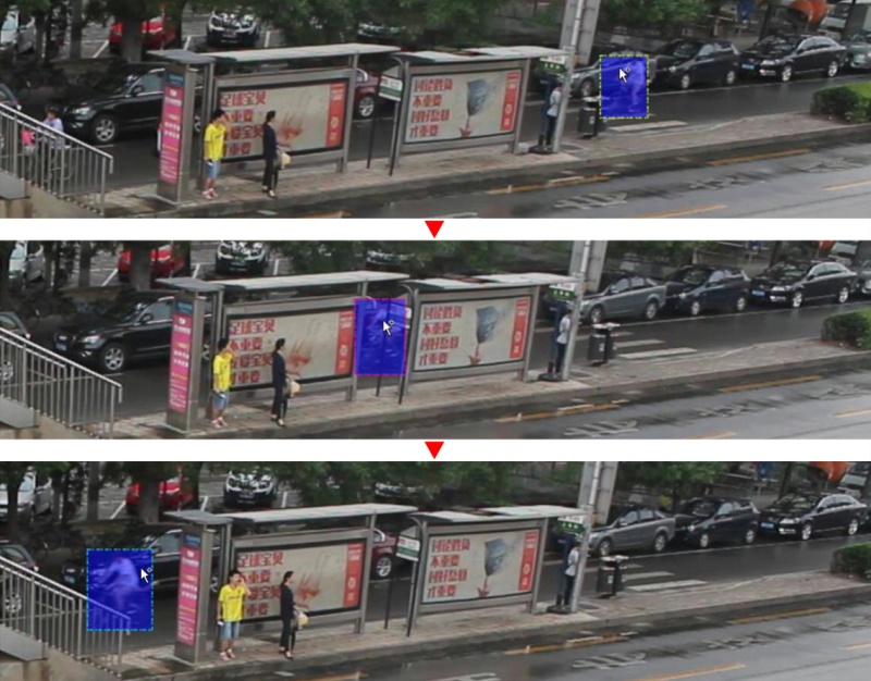 Several frames displaying the process of track merging
