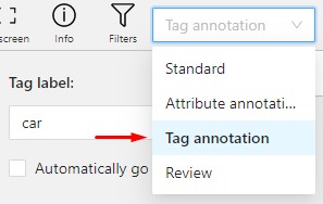Open drop-down list with highlighted &ldquo;Tag annotation&rdquo; option