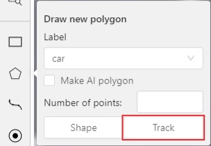 Open &ldquo;Draw new polygon&rdquo; window with highlighted &ldquo;Track&rdquo; button