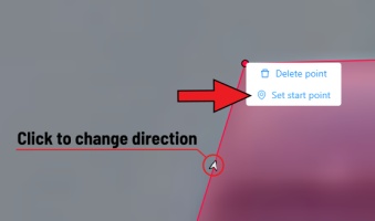 Part of annotation with open menu for a point and highlighted &ldquo;Set starting point&rdquo;