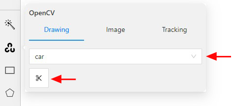Selecting Intelligent scissors instrument in Drawing tab