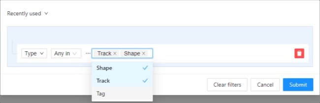 Example of &ldquo;any in&rdquo; filter