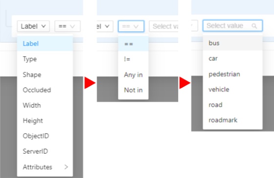 Available objects, operators, and values for filter rules