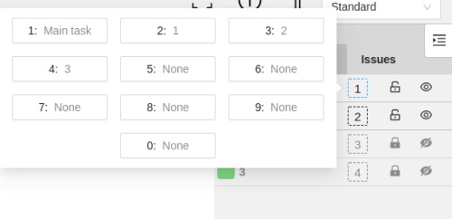 Example of shortcuts for fast label change