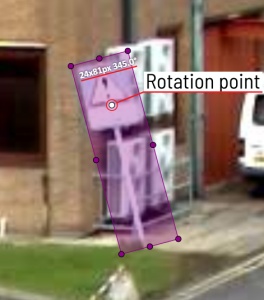 Annotation with rectangle shape and highlighted rotation point