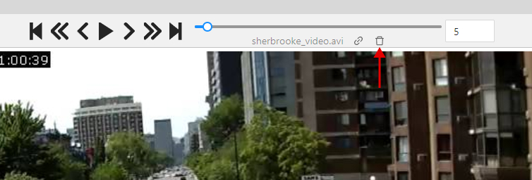 Part of annotation interface with highlighted &ldquo;Delete frame&rdquo; button