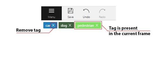 Example of tag labels on an annotation