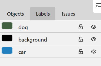 Label tab with label colors open in annotation window