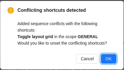 Conflicting shortcuts window