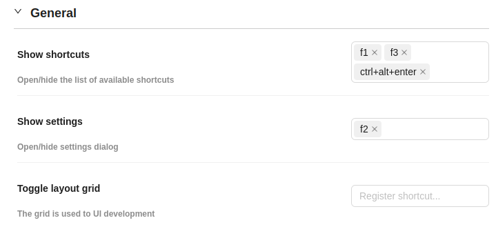 Example of a result of resolving shortcuts conflict