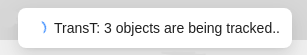 Example of interface messages about tracking process